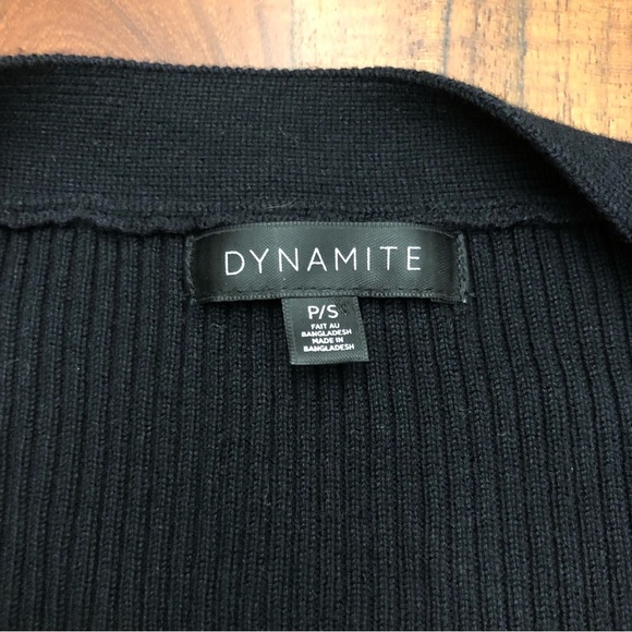 DYNAMITE Black Knitted Minimalist Basic V Neck Button Down Cardigan. Size Small - Picture 3 of 7